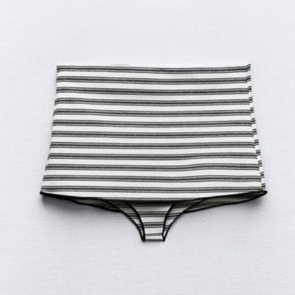 ZARA 2 PIECE SET STRIPED STRETCH KNIT TOP AND HIPSTER PANTIES - Picture 5 of 8